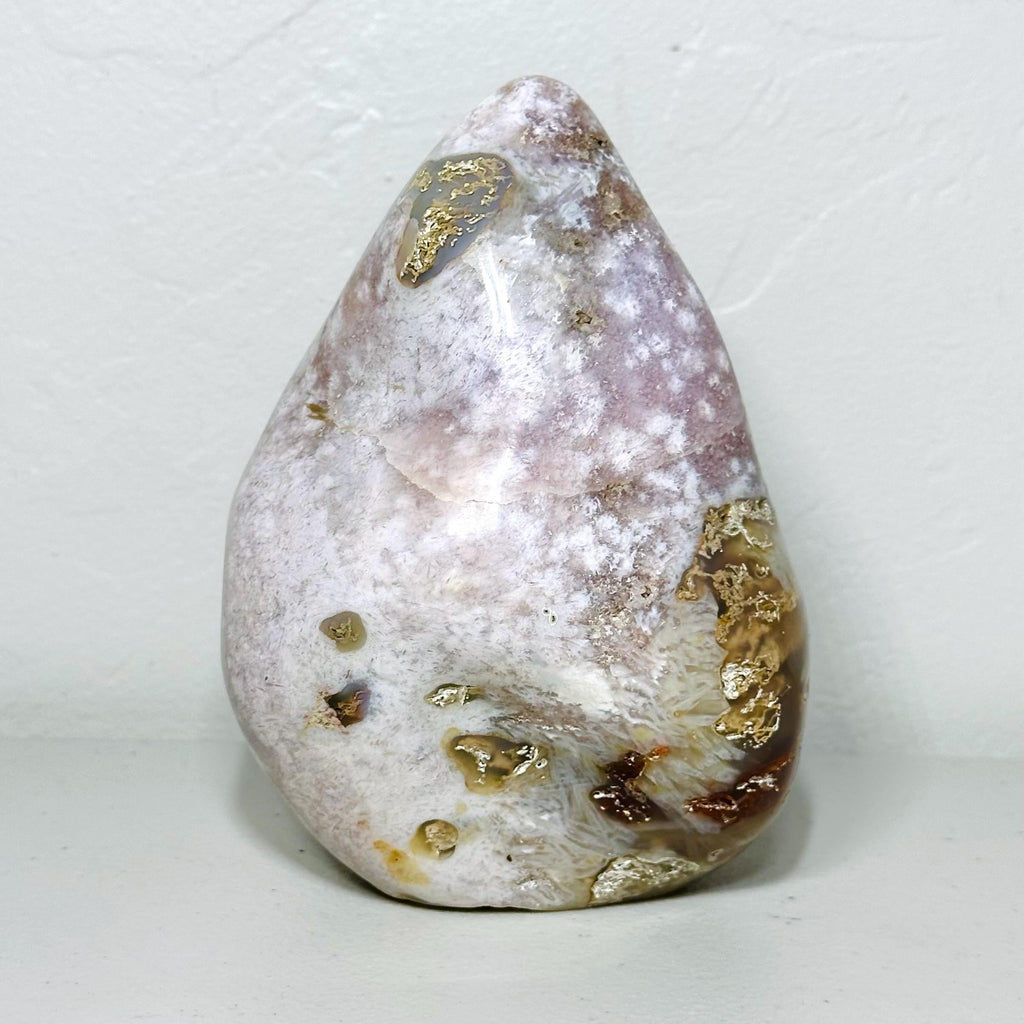One-of-a-Kind Pink Amethyst Flower Agate Freeform – Lavender & Golden-Brown Mineral Inclusions, 2.3 lb