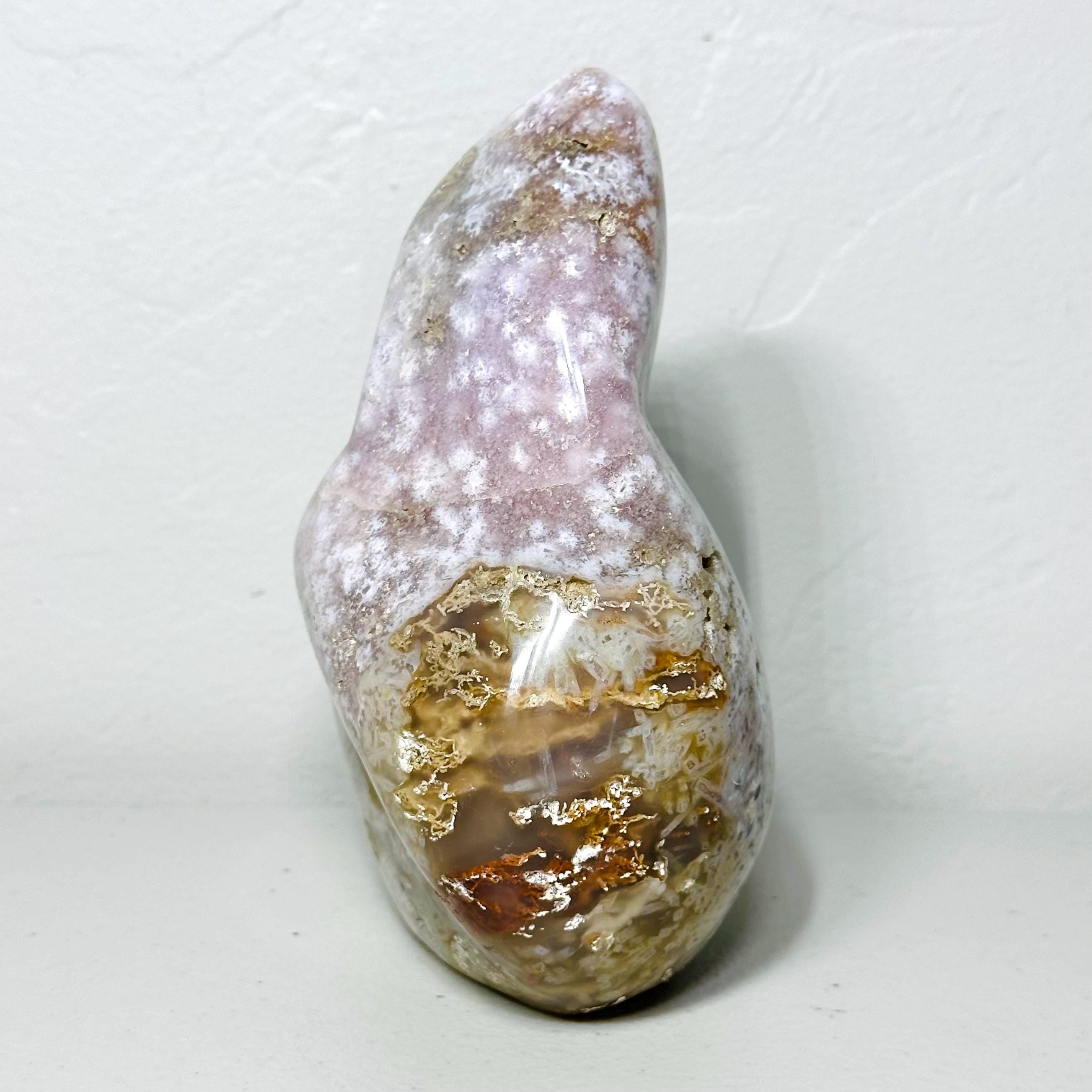 One-of-a-Kind Pink Amethyst Flower Agate Freeform – Lavender & Golden-Brown Mineral Inclusions, 2.3 lb