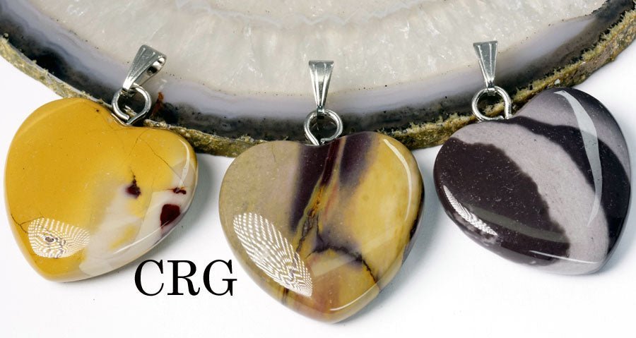 Mookaite Heart Pendant with Silver Plated Bail (1 To 1.5 Inches) (1 Piece)