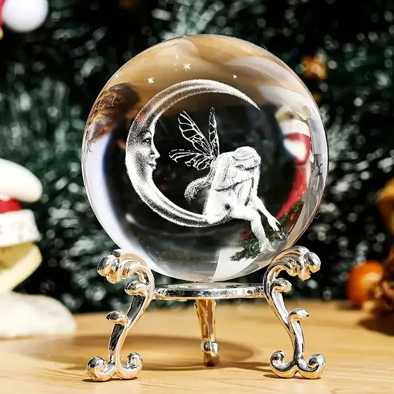 3D Crystal Ball - Moon & Fairy | Sphere | Wiccan Center
