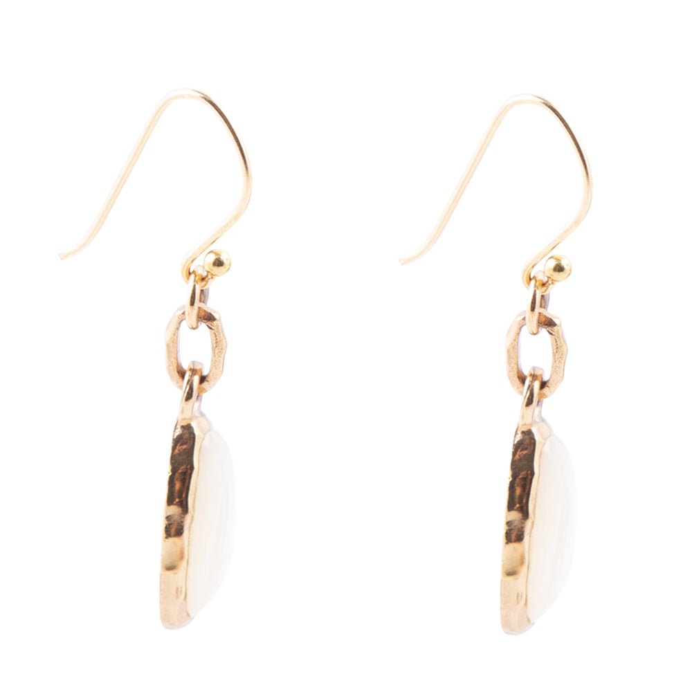 White Mother of Pearl Golden Drop Earrings | Earrings | Wiccan Center