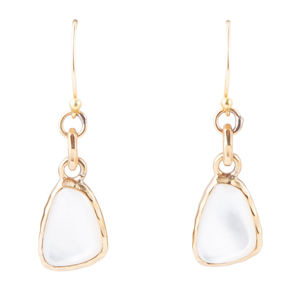 White Mother of Pearl Golden Drop Earrings | Earrings | Wiccan Center
