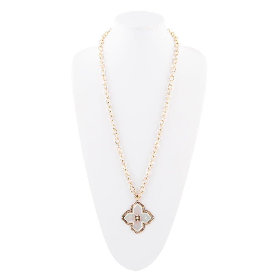 Maltese Cross White Mother of Pearl Golden Chain Pendant Necklace | Necklaces | Wiccan Center