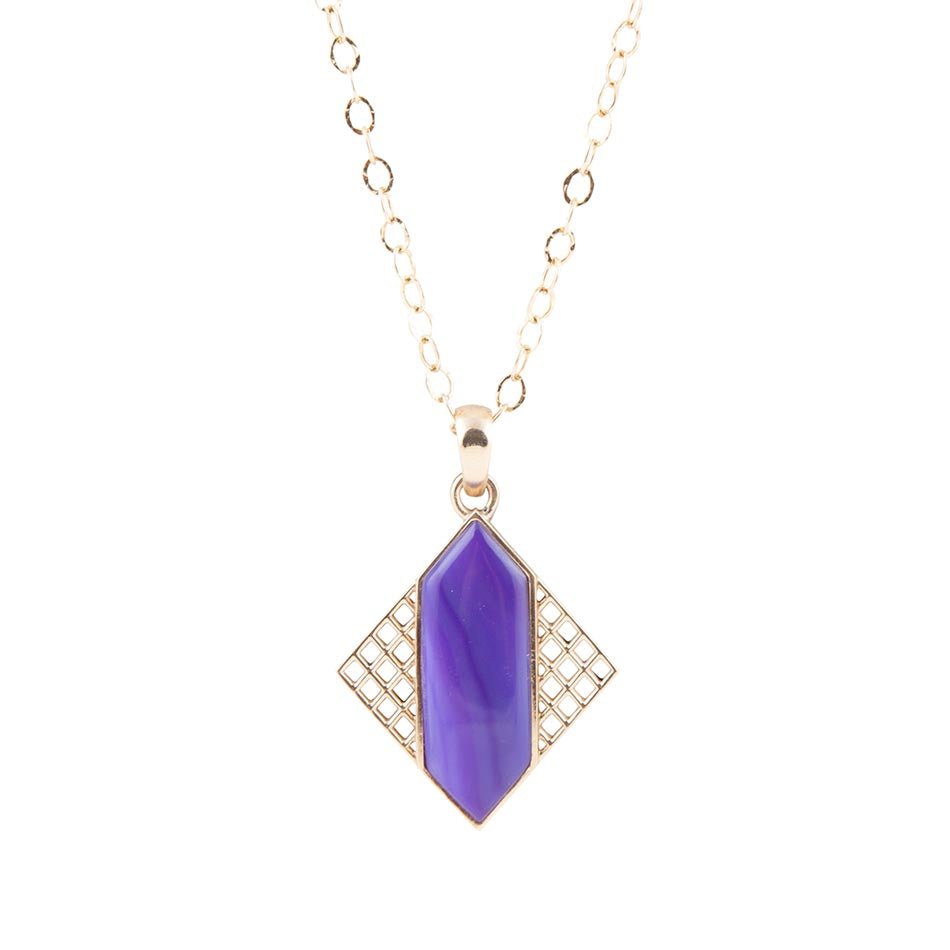 Motif Purple Agate and Golden Bronze Pendant Necklace | Necklaces | Wiccan Center