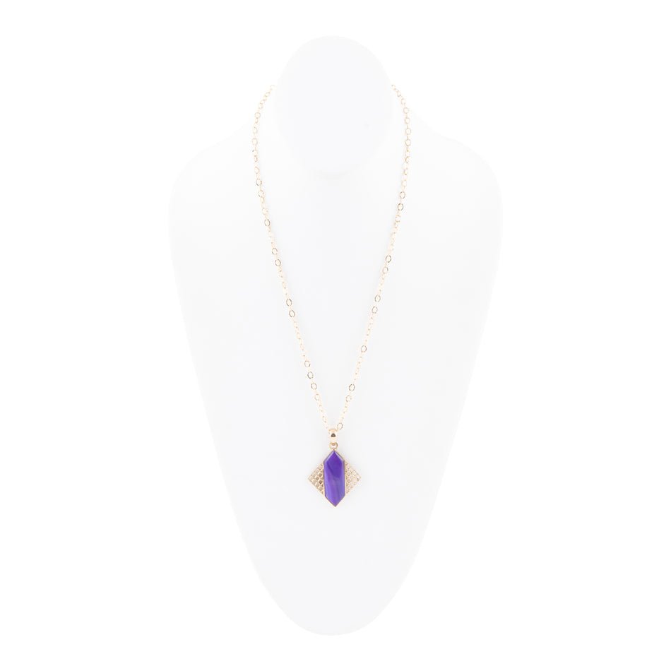 Motif Purple Agate and Golden Bronze Pendant Necklace | Necklaces | Wiccan Center