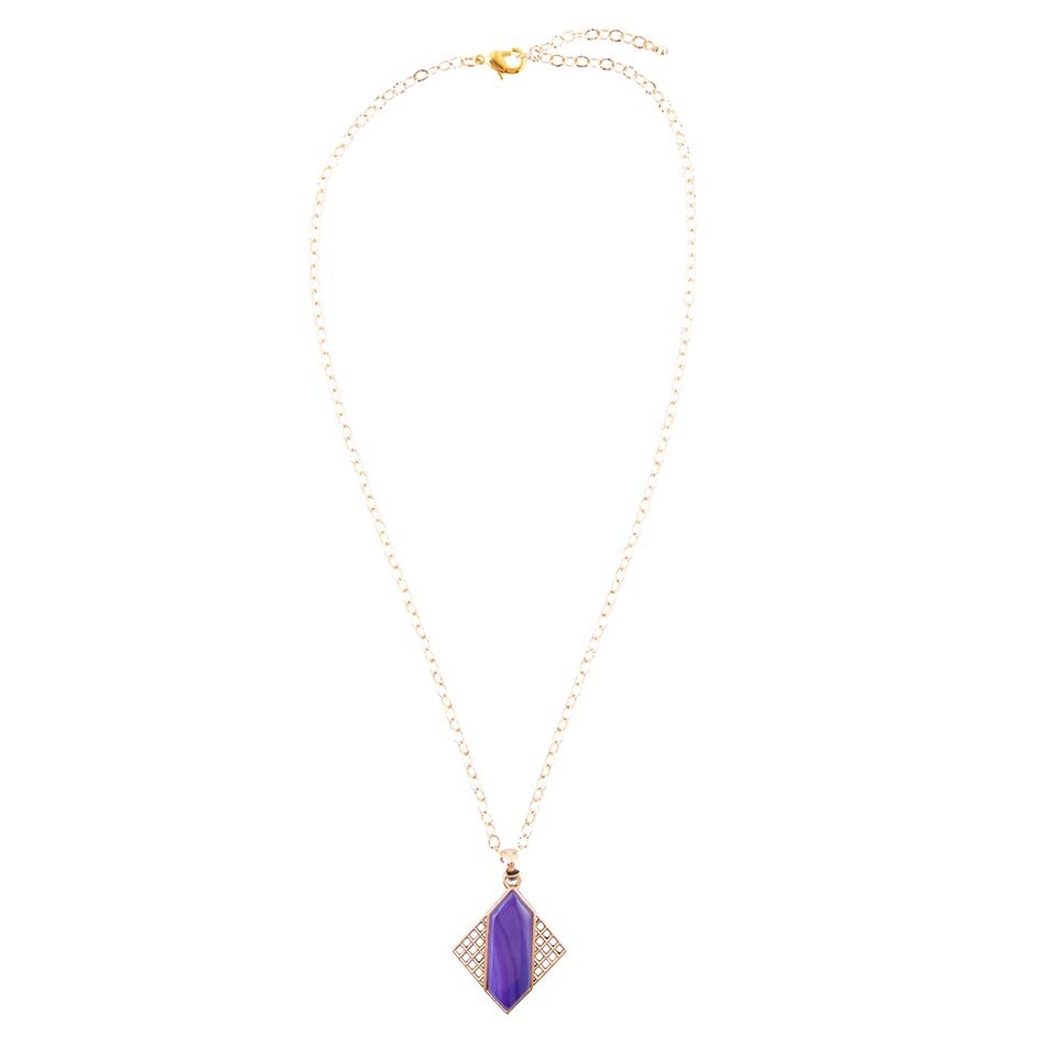 Motif Purple Agate and Golden Bronze Pendant Necklace | Necklaces | Wiccan Center