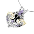 Sterling Silver Celtic Triquetra Pendant Jewelry With 14K Gold Accent And Gemstone MPD1273