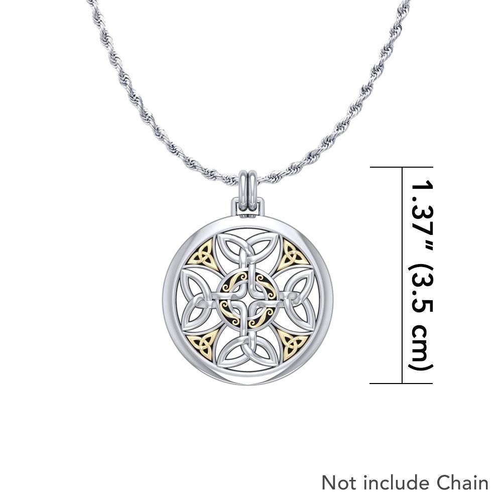 Celtic Cross Sterling Silver and 18K Gold Accent Pendant MPD1356