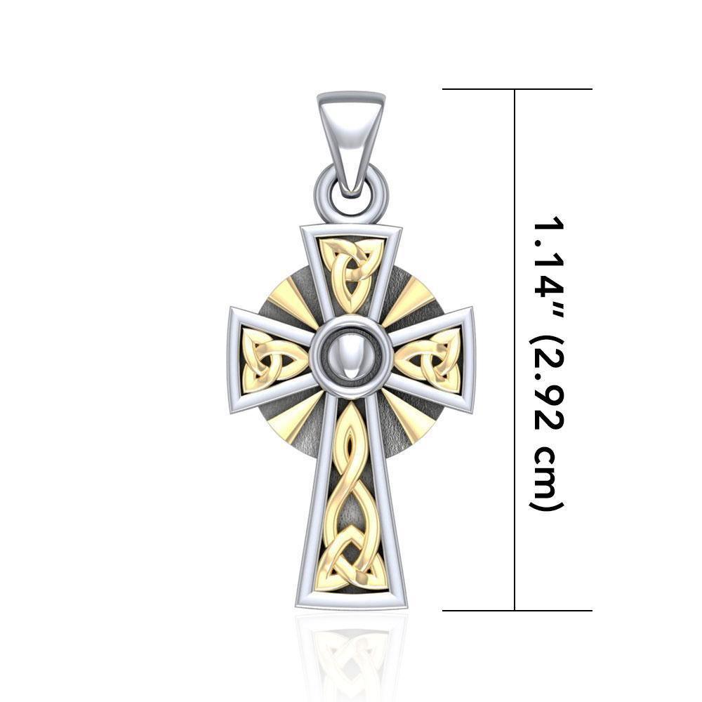 Celtic Cross Silver & 18K Gold Accent Pendant MPD1806