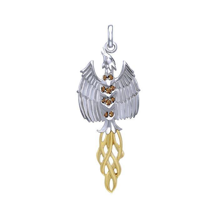 Rising Phoenix Silver and 14K Gold Accent Pendant MPD2911