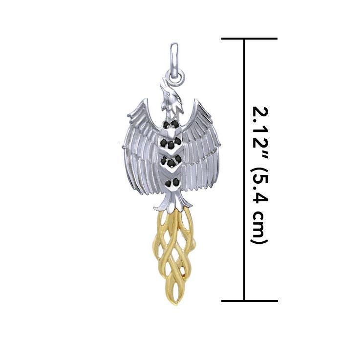 Rising Phoenix Silver and 14K Gold Accent Pendant MPD2911