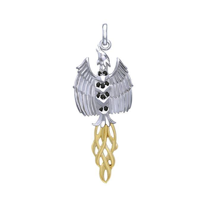 Rising Phoenix Silver and 14K Gold Accent Pendant MPD2911