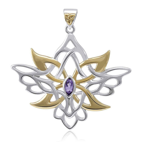 Abstract And Modern Celtic Art Sterling Silver Jewelry Pendant With Shimmering Gemstone MPD3527 | Pendant | Wiccan Center