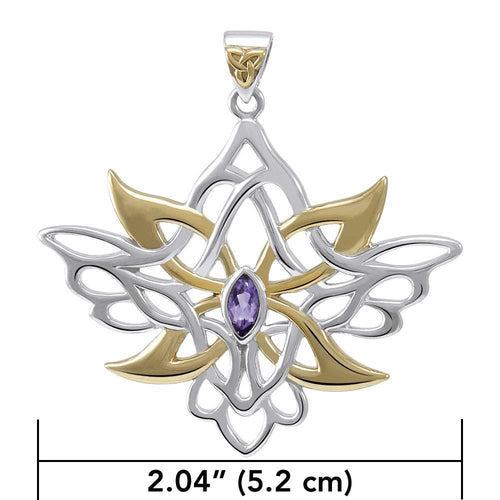 Abstract And Modern Celtic Art Sterling Silver Jewelry Pendant With Shimmering Gemstone MPD3527 | Pendant | Wiccan Center