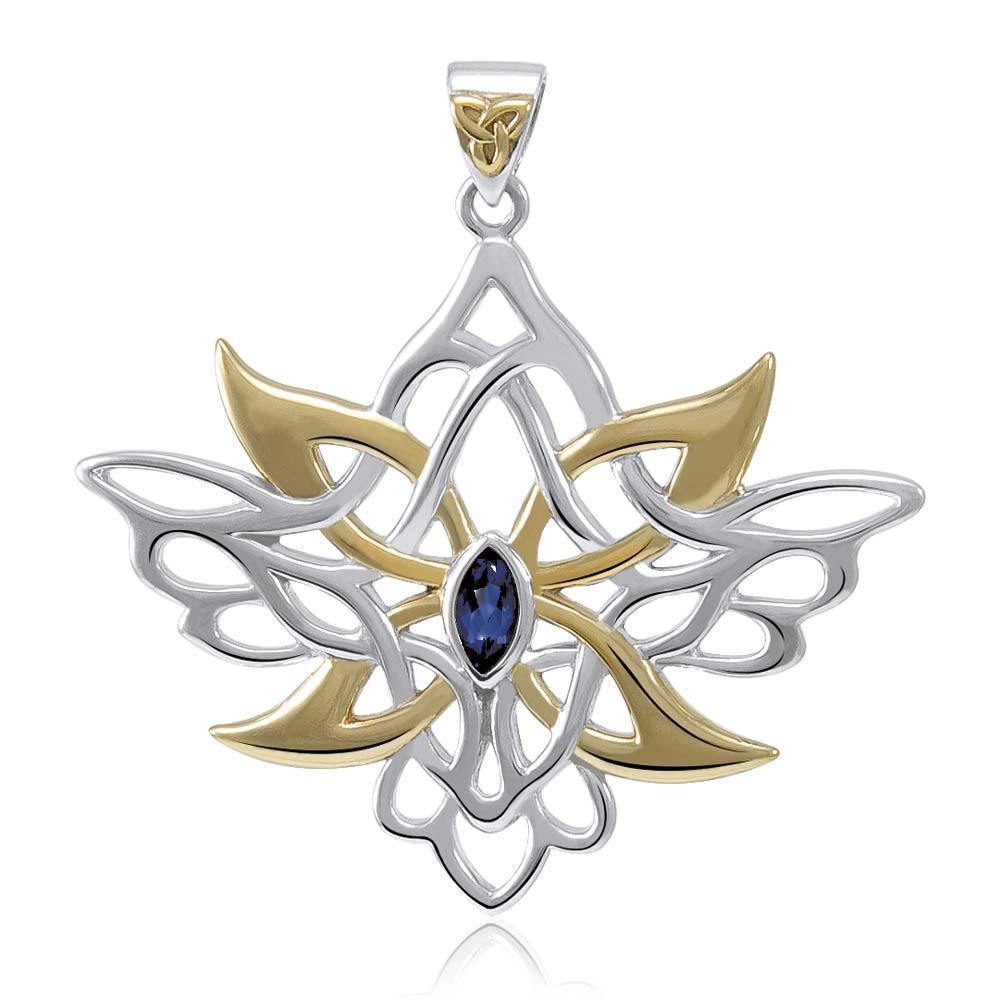 Abstract And Modern Celtic Art Sterling Silver Jewelry Pendant With Shimmering Gemstone MPD3527 | Pendant | Wiccan Center