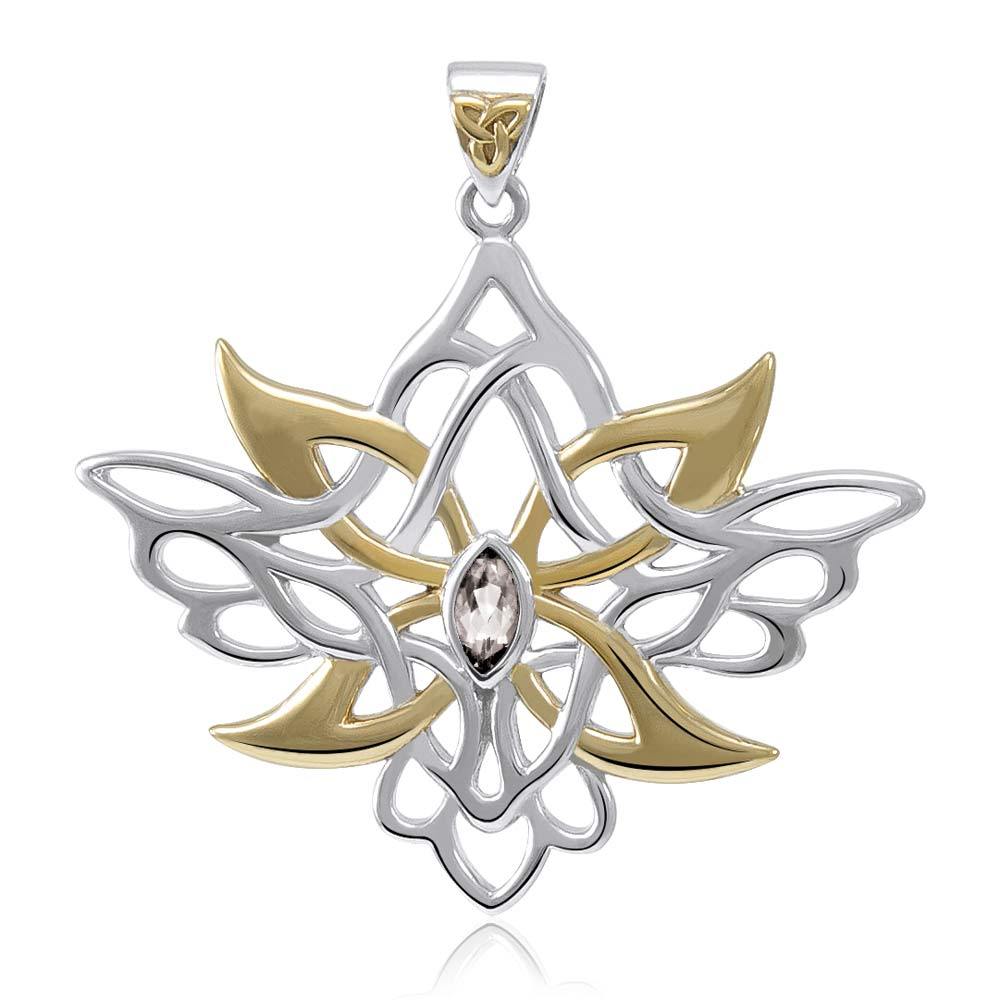 Abstract And Modern Celtic Art Sterling Silver Jewelry Pendant With Shimmering Gemstone MPD3527 | Pendant | Wiccan Center