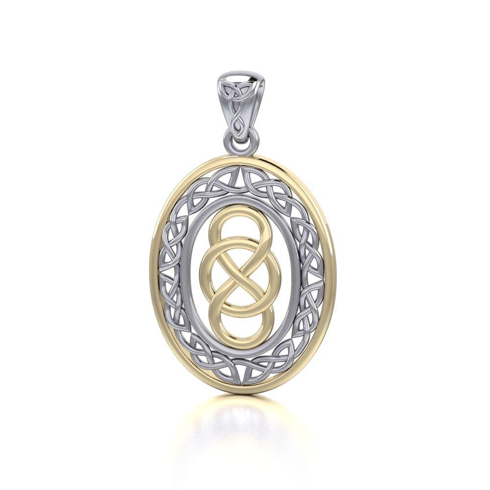 Celtic Knotwork Sterling Silver with 14K Gold Accent Pendant MPD4133