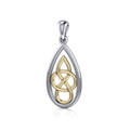 Modern Celtic Knot Silver and 14K Gold Accent Pendant MPD4197