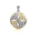 Celtic Trinity Quaternary Knot Pendant In Sterling Silver With 14K Gold Accent MPD4637