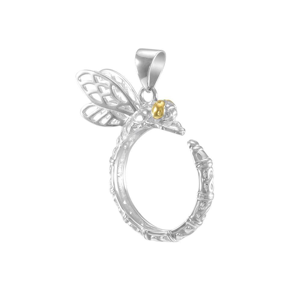 Dragonfly Sterling Silver and 14K Gold Accent Pendant MPD4854