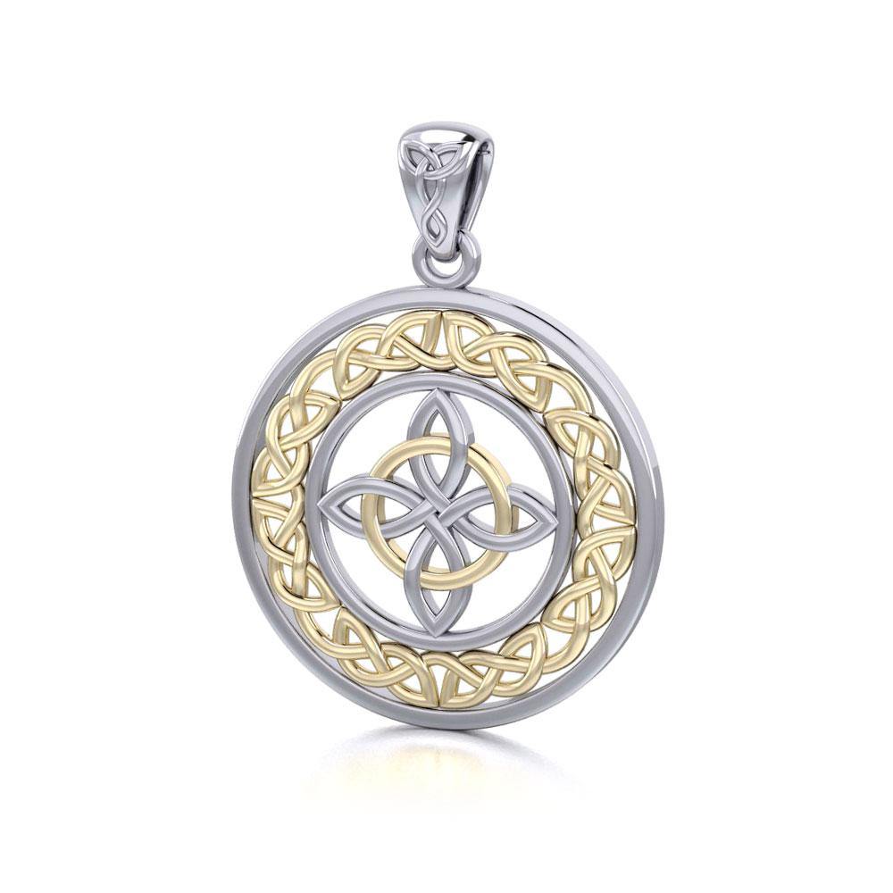 Celtic Knotwork Pendant In Sterling Silver With 14K Gold Accent MPD728 Elegant Jewelry Gift