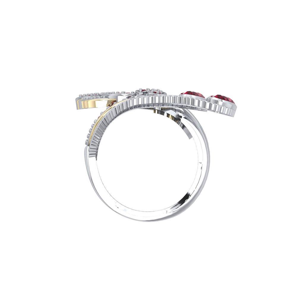 Mythical Phoenix Ring in Sterling Silver with 14K Gold Accent and Gemstone MRI1741