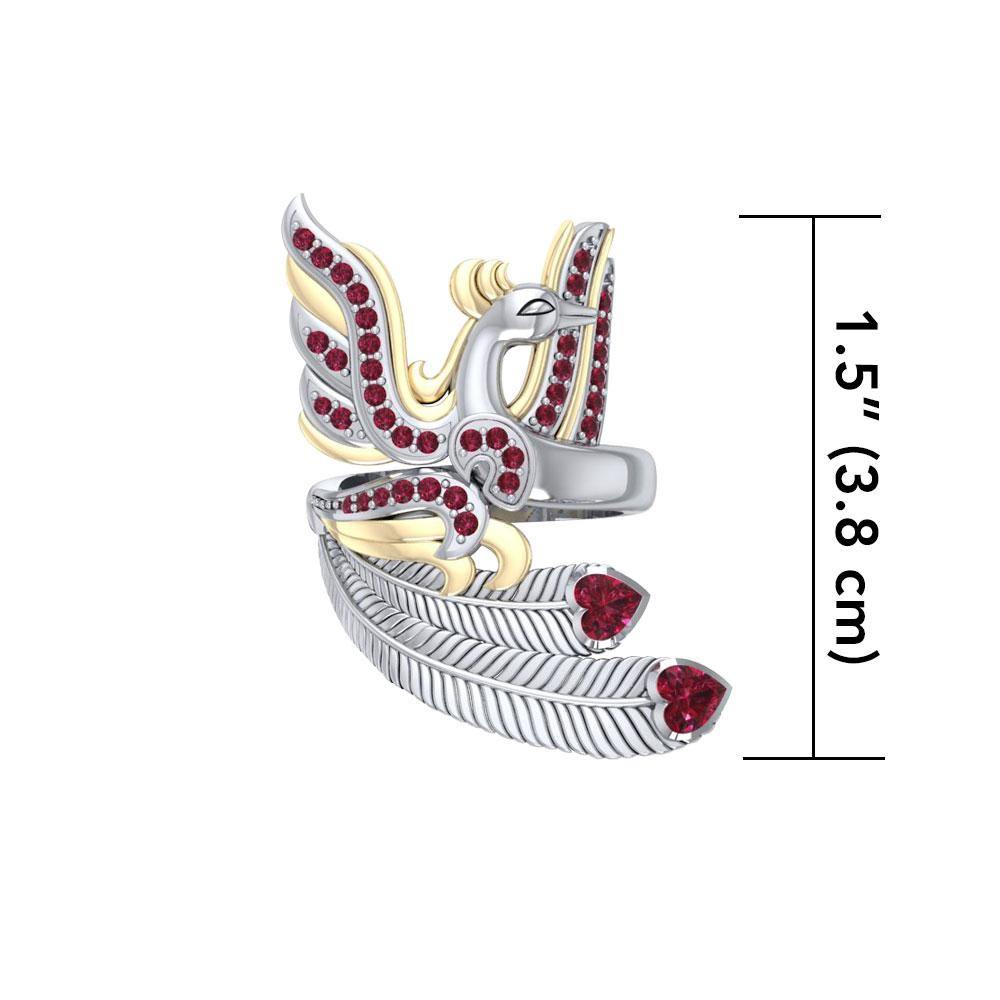 Mythical Phoenix Ring in Sterling Silver with 14K Gold Accent and Gemstone MRI1741