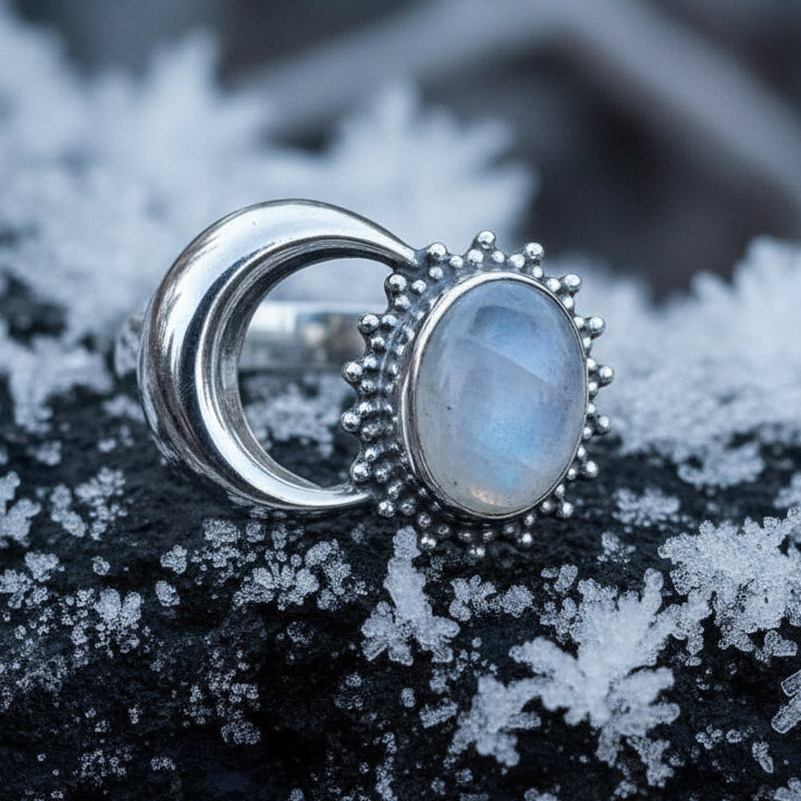 Radiant Crescent Moon Ring | Ring | Wiccan Center