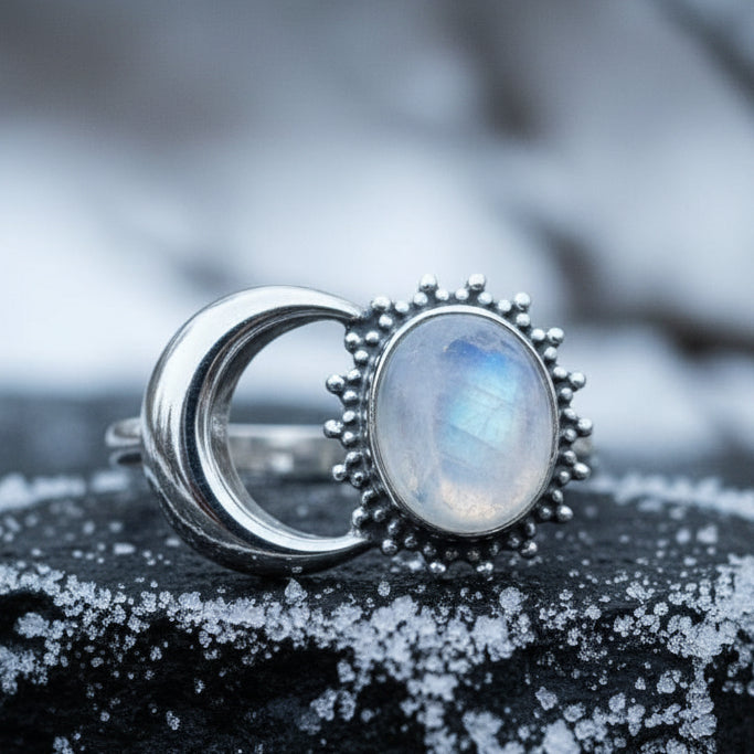 Radiant Crescent Moon Ring | Ring | Wiccan Center