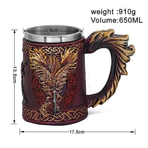 Ancient Treasures' Vikings Hydra Dragon Drinking Mug Tankard | Mugs | Wiccan Center