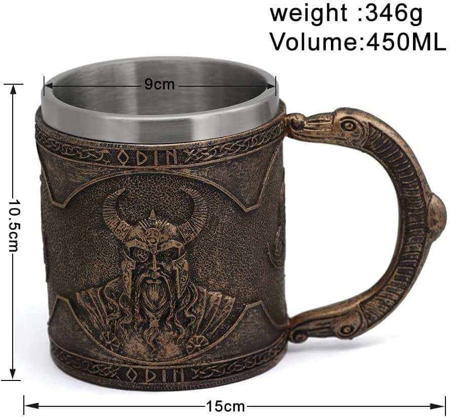 Viking Nordic Odin Raven Stainless Steel Drinking Mug | Mugs | Wiccan Center