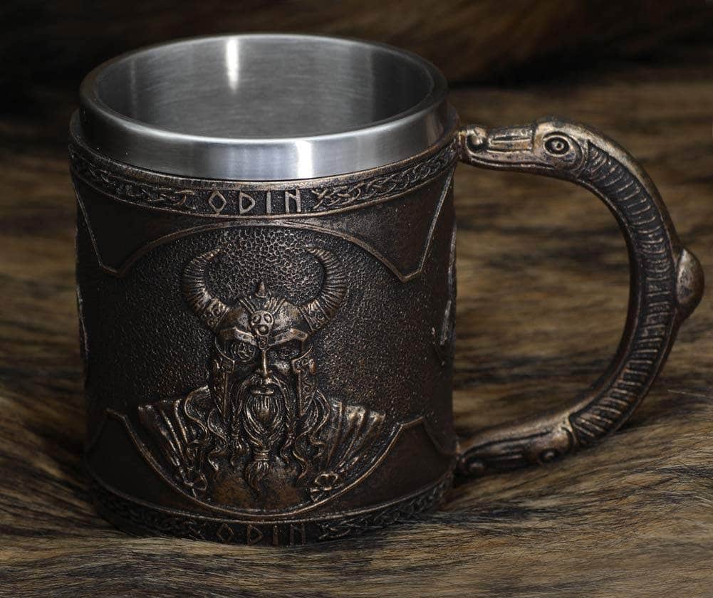 Viking Nordic Odin Raven Stainless Steel Drinking Mug | Mugs | Wiccan Center