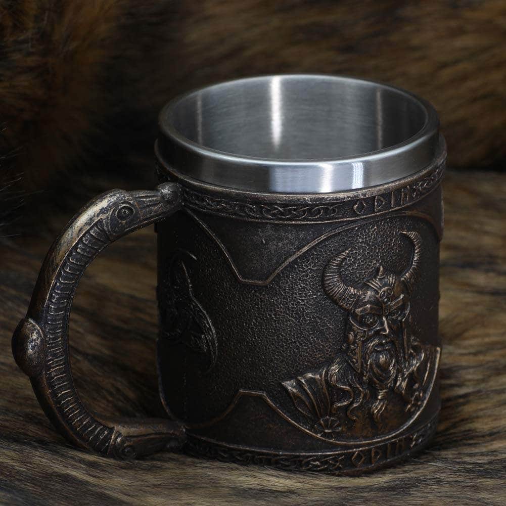 Viking Nordic Odin Raven Stainless Steel Drinking Mug | Mugs | Wiccan Center