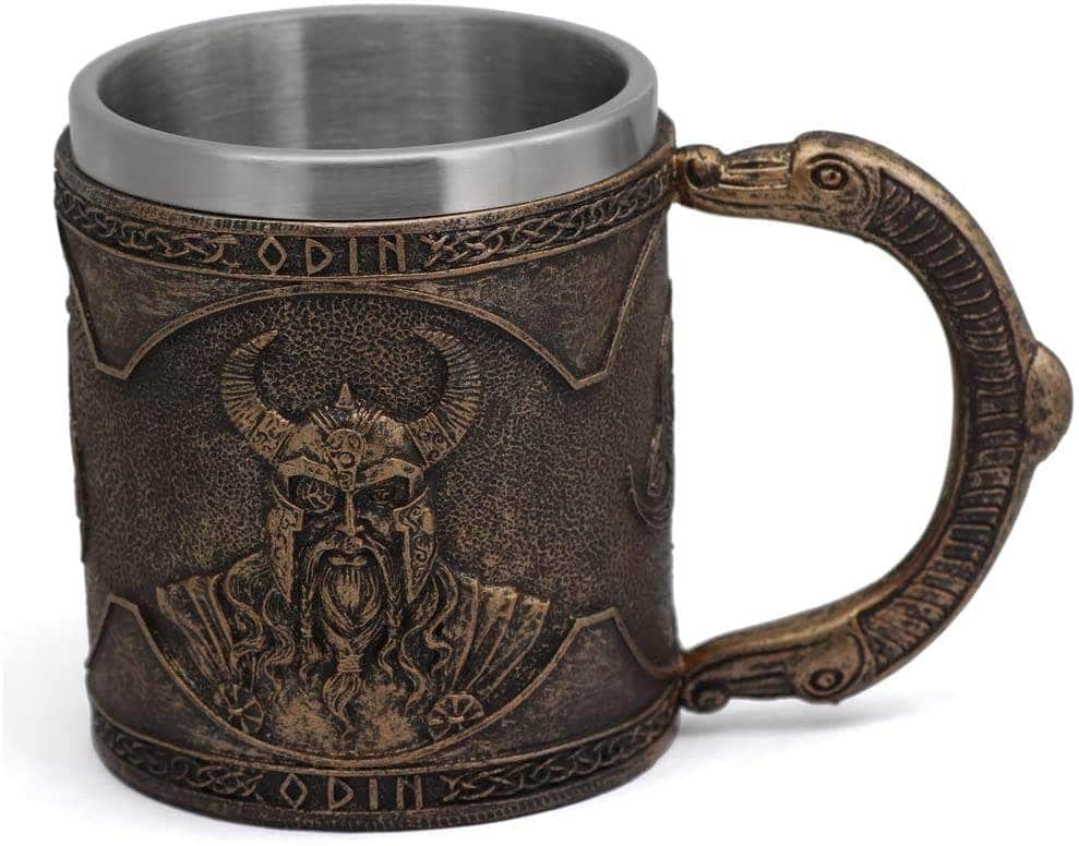 Viking Nordic Odin Raven Stainless Steel Drinking Mug | Mugs | Wiccan Center