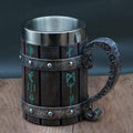 Viking Runes 'Wooden' 20 ounce Stainless Steel Tankard Mug | Mugs | Wiccan Center