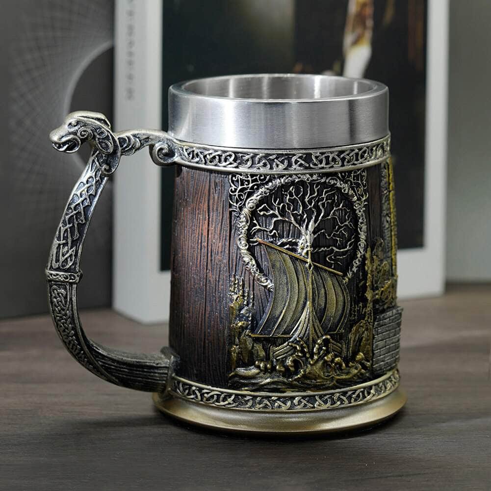 Viking Valhalla Storm Heavy Stainless Steel Tankard Mug | Mugs | Wiccan Center