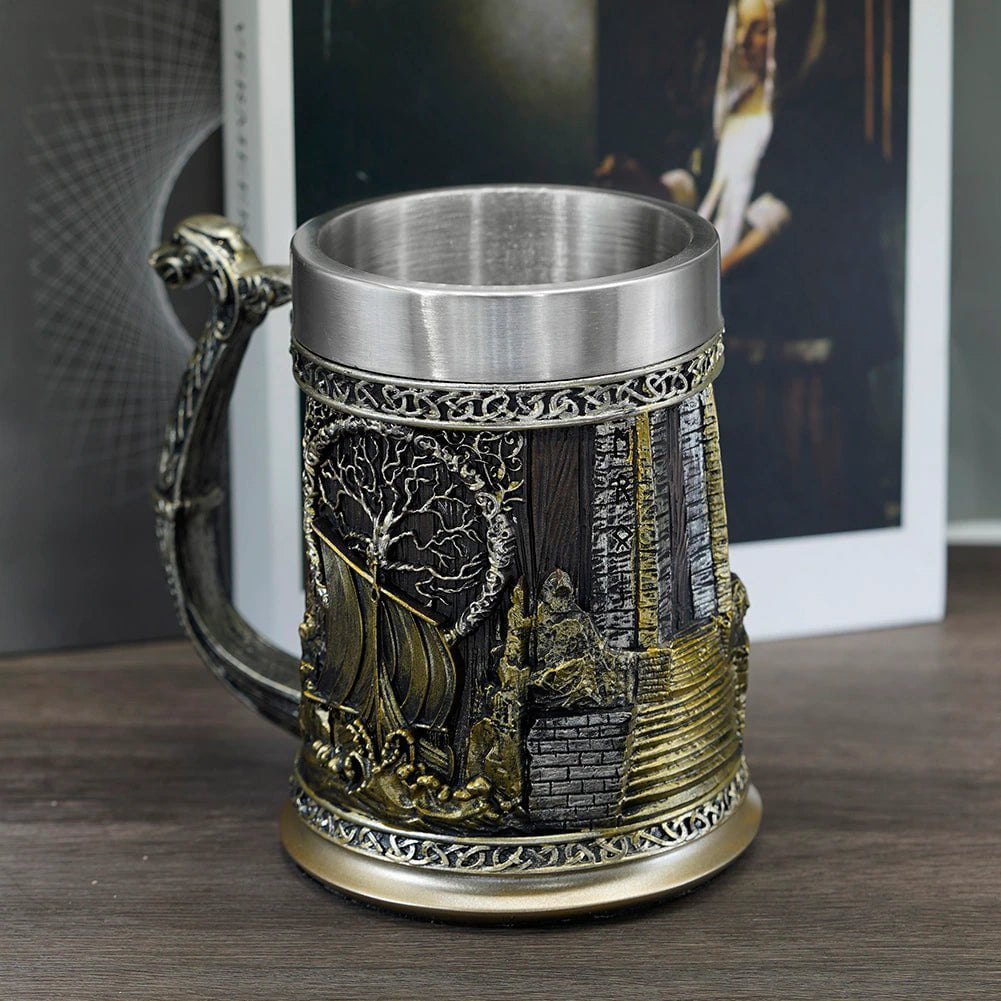 Viking Valhalla Storm Heavy Stainless Steel Tankard Mug | Mugs | Wiccan Center