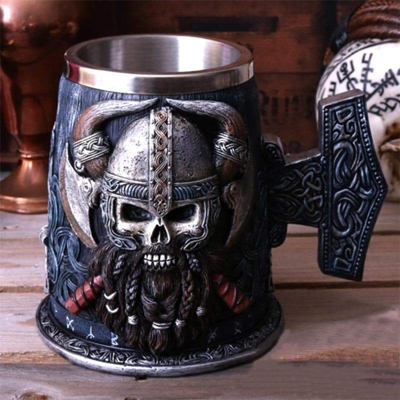 Viking Warrior Mjolnir Tankard - Hand Painted Special Edition | Mugs | Wiccan Center
