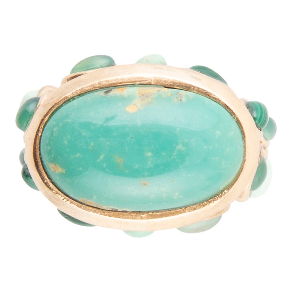 Multi Green Stones Golden Statement Ring | Rings | Wiccan Center