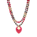 Jeweled Multi-Color Tiger's Eye and Rasberry Quartz Pendant Golden Necklace | Necklaces | Wiccan Center