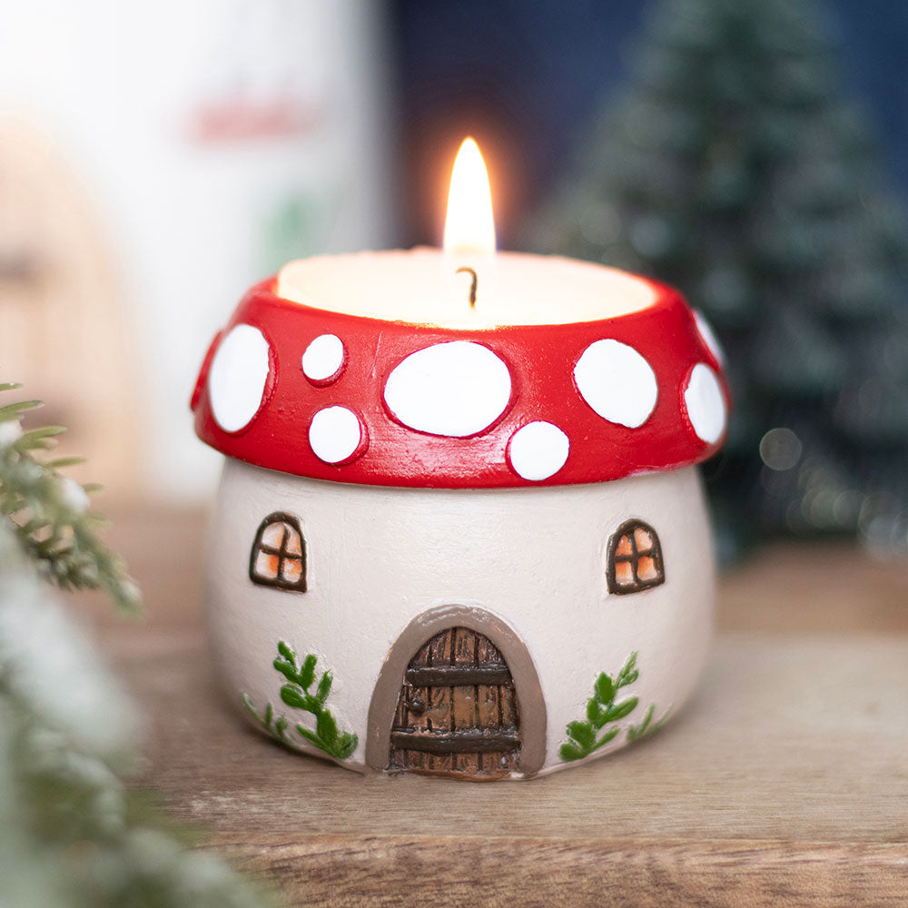 Mushroom House Resin Tealight Holder | Wax Melt Warmer | Wiccan Center