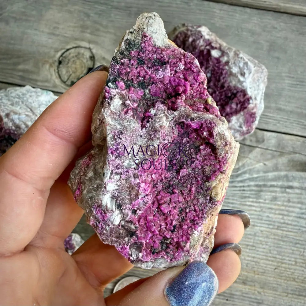 Natural Druzy Cobaltoan Calcite (Salrose) on Dolomite Matrix — Congo
