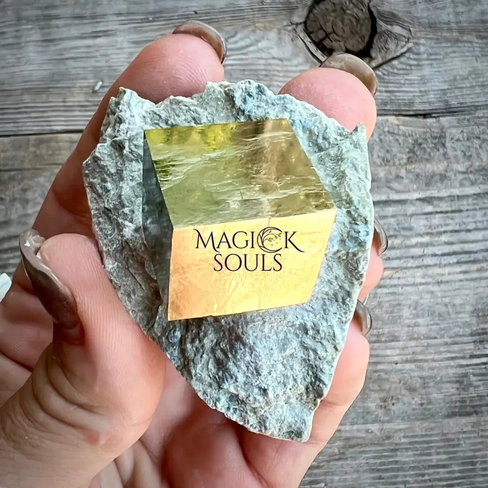 Natural Pyrite Cube in Matrix