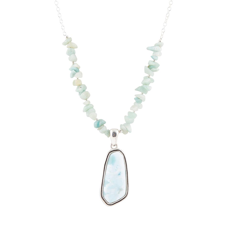 Natural Wonders Blue Larimar and Sterling Silver Necklace | Necklaces | Wiccan Center