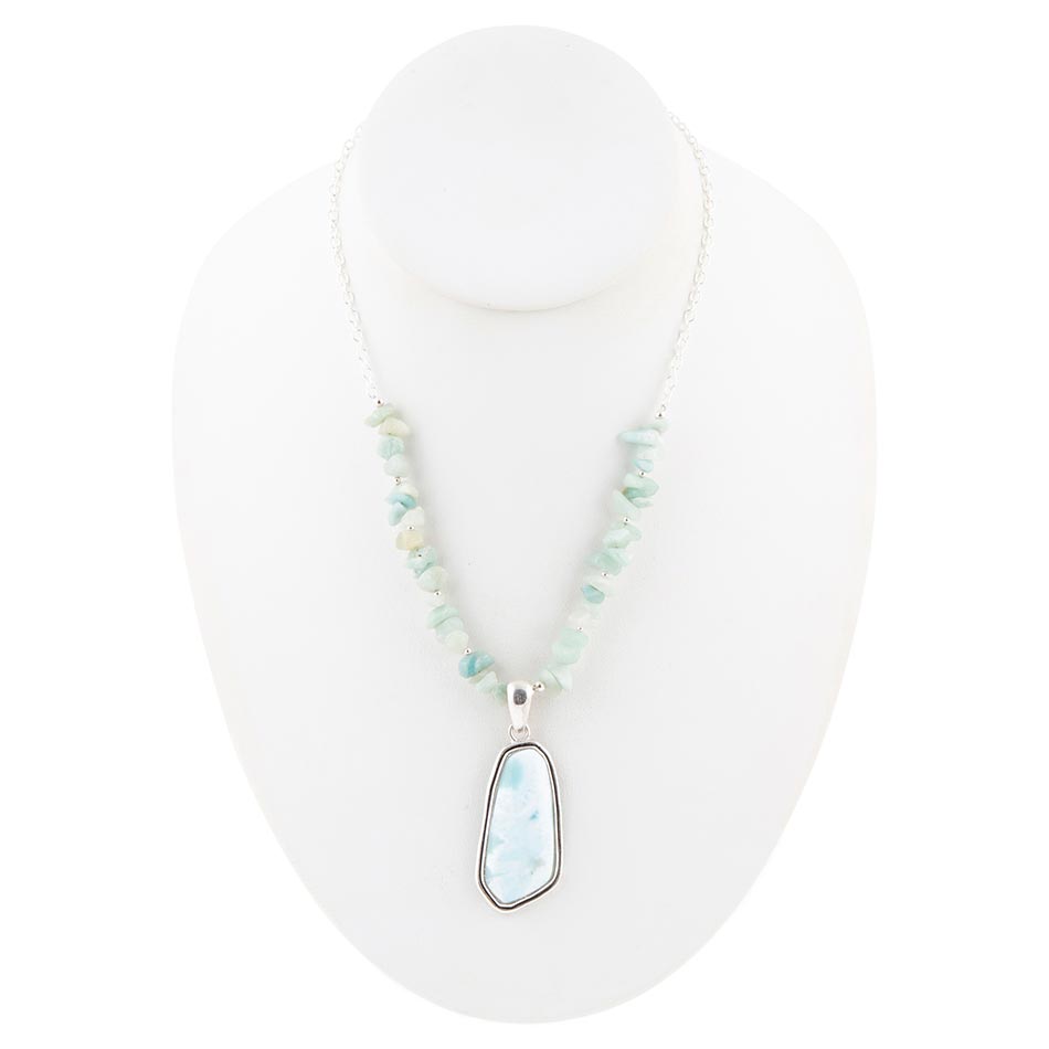 Natural Wonders Blue Larimar and Sterling Silver Necklace | Necklaces | Wiccan Center