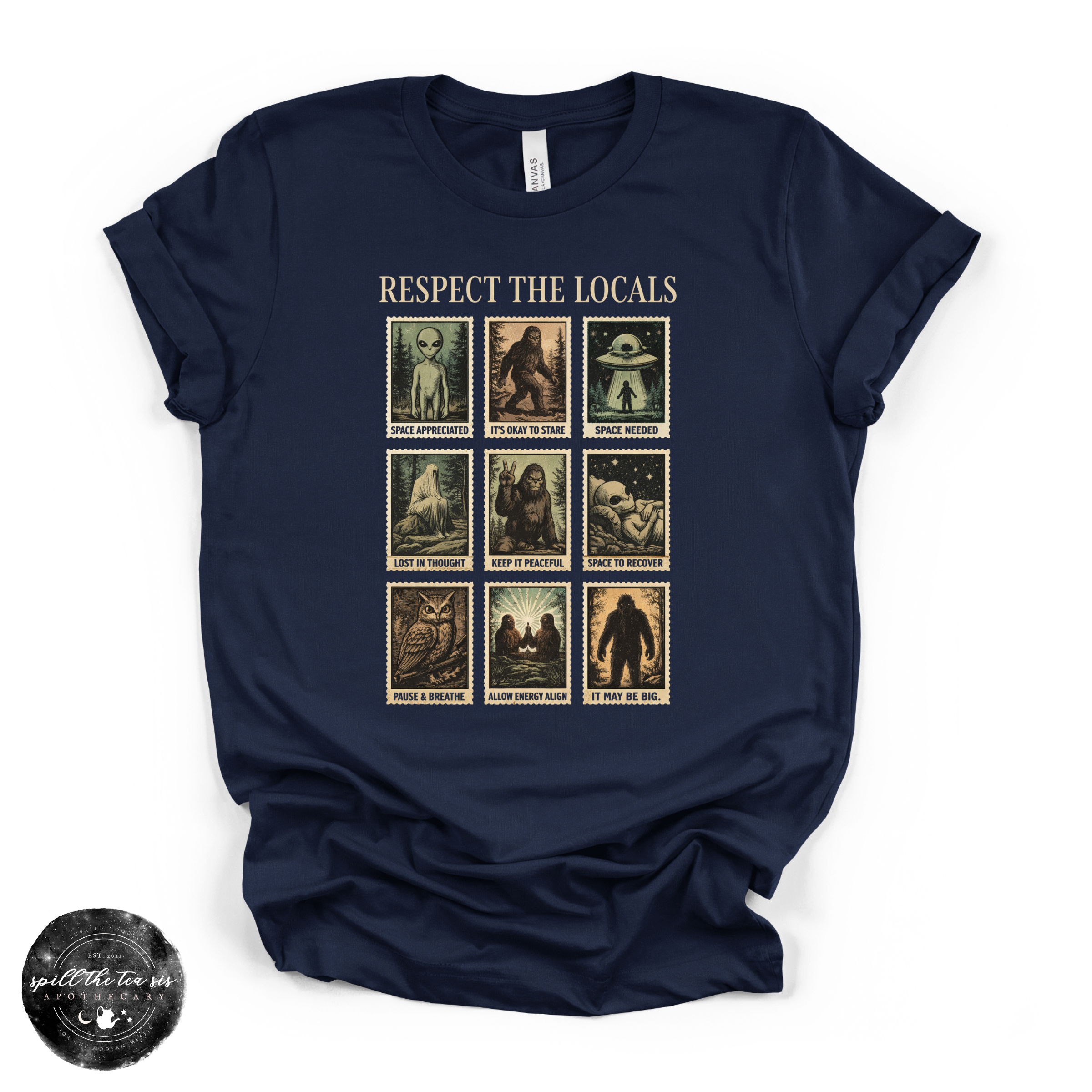 Respect the Locals Cryptid Tee | Funny Bigfoot Graphic T-Shirt | | Wiccan Center