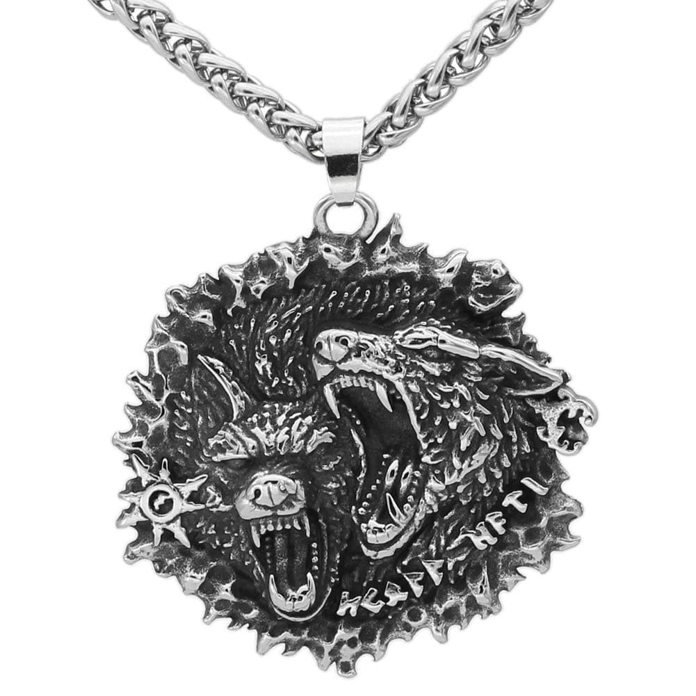 Vikings Geri and Freki Stainless Steel Pendant Necklace | Pendants & Necklaces | Wiccan Center