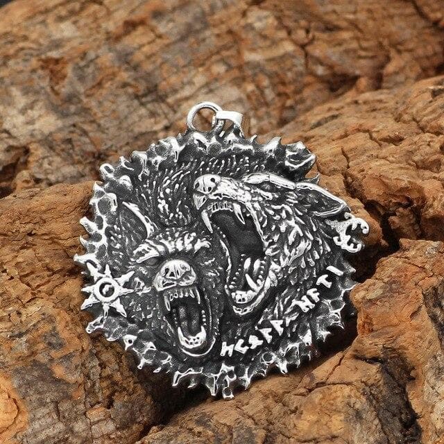Vikings Geri and Freki Stainless Steel Pendant Necklace | Pendants & Necklaces | Wiccan Center