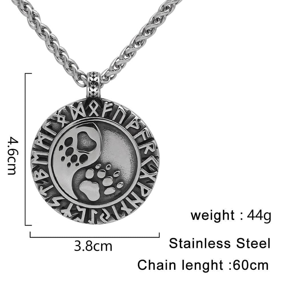 Vikings Runes Bear Paw Stainless Steel Necklace | Necklaces | Wiccan Center