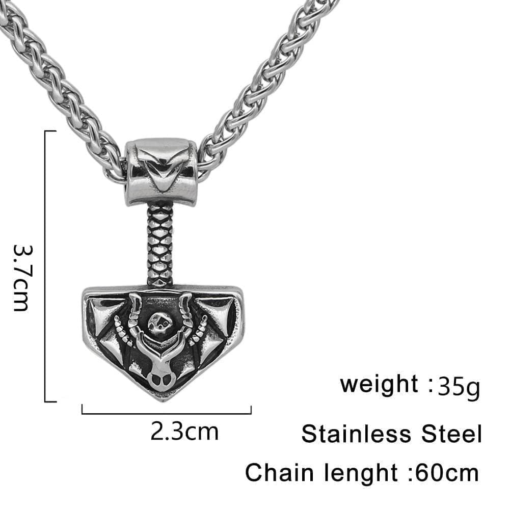 Vikings Nordic Thor Hammer Stainless Steel Necklace | Necklaces | Wiccan Center